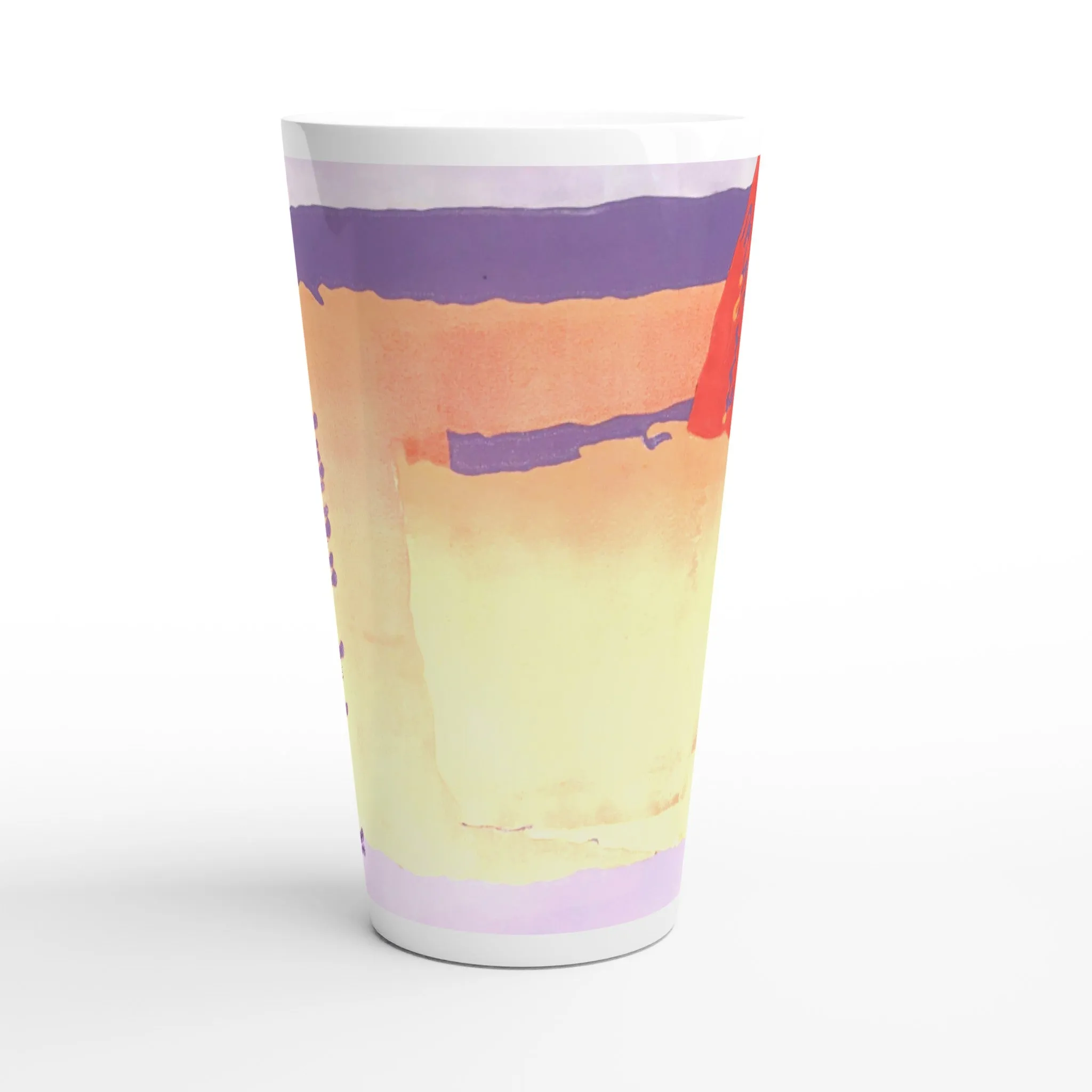 17oz White Ceramic Latte Mug | Coffee Cup with 'Spirit of the Southwest' Abstract Artwork by American Artist Barbara Cleary