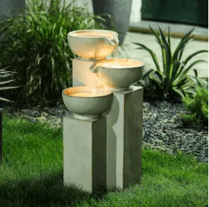 3 Tier Bowls Water Fountain with LED Light