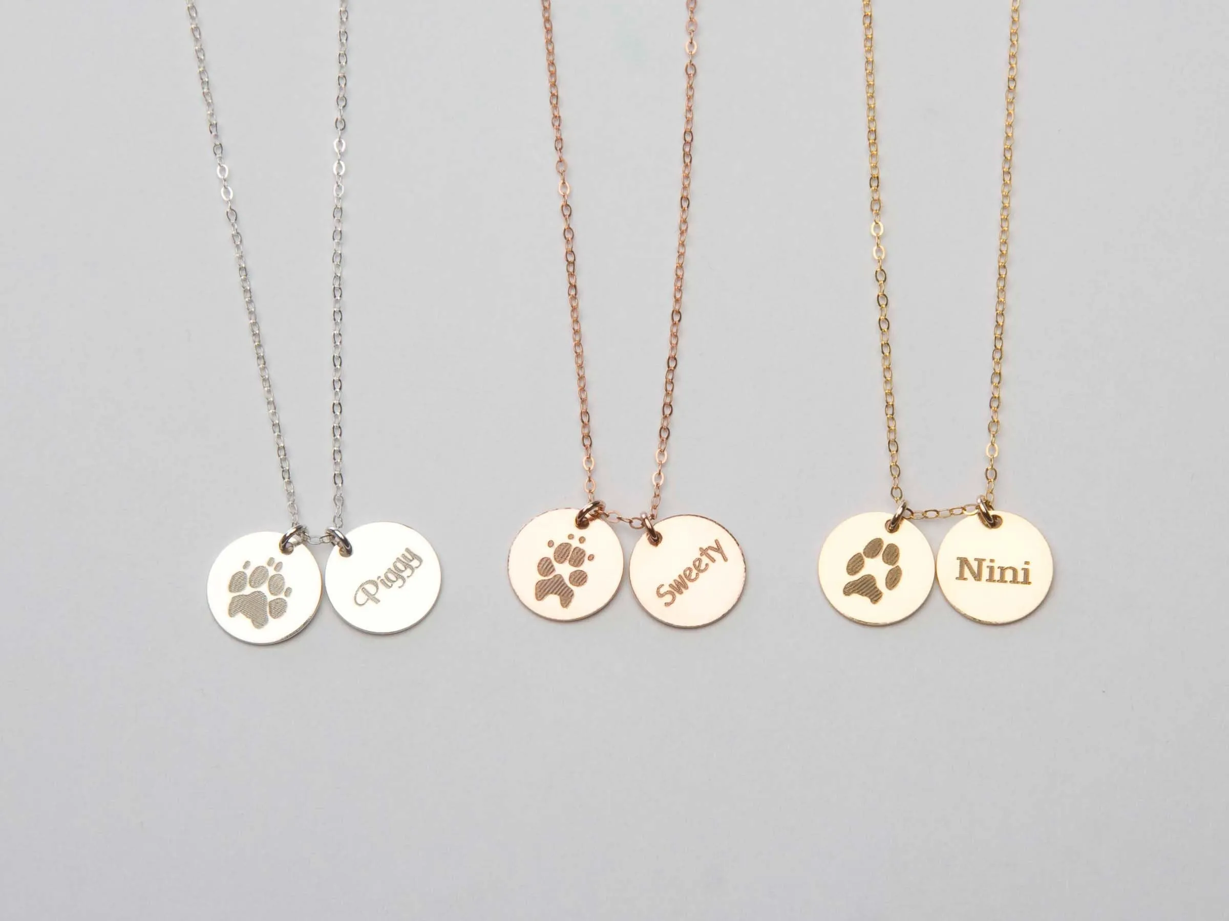 Actual Dog Cat Paw Nose Print Necklace - CG405N. Starts at