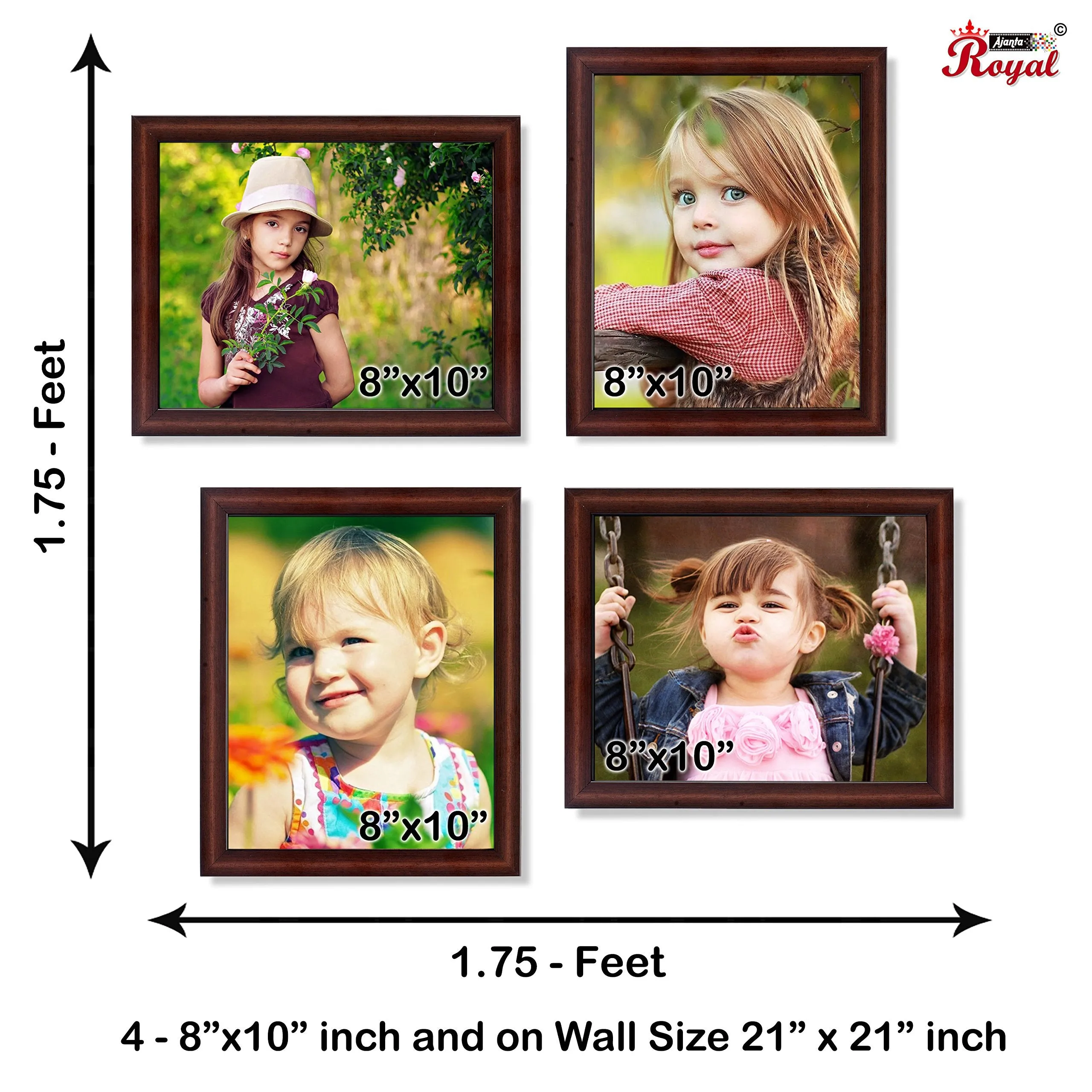 AJANTA ROYAL Classic set of 4 Individual Photo Frames (4-8x10 Inch) : A-75B (Brown)