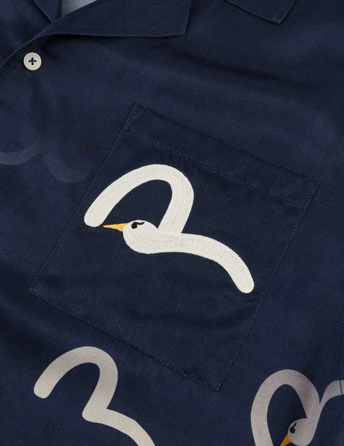 Allover Seagull Print Boxy Short-Sleeve Shirt
