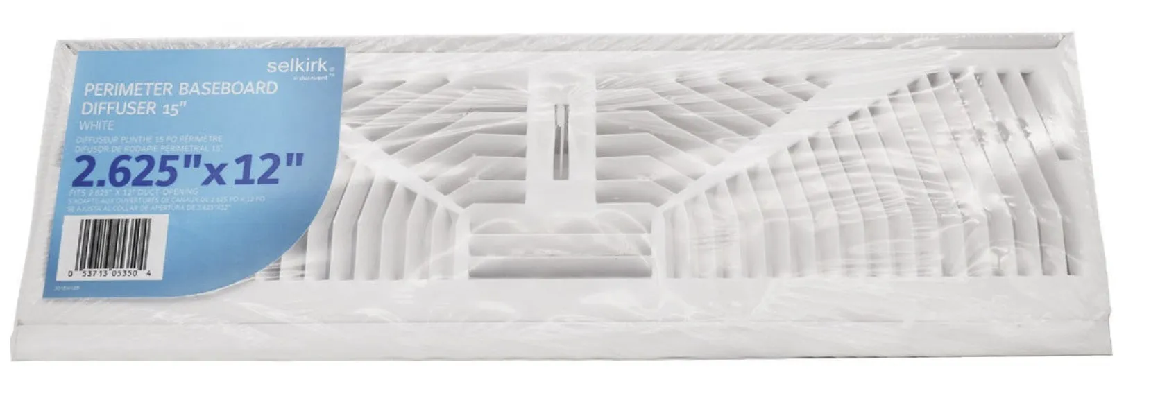 American Metal 3015W15 15 Inch White Steel Baseboard Diffuser - Quantity of 2