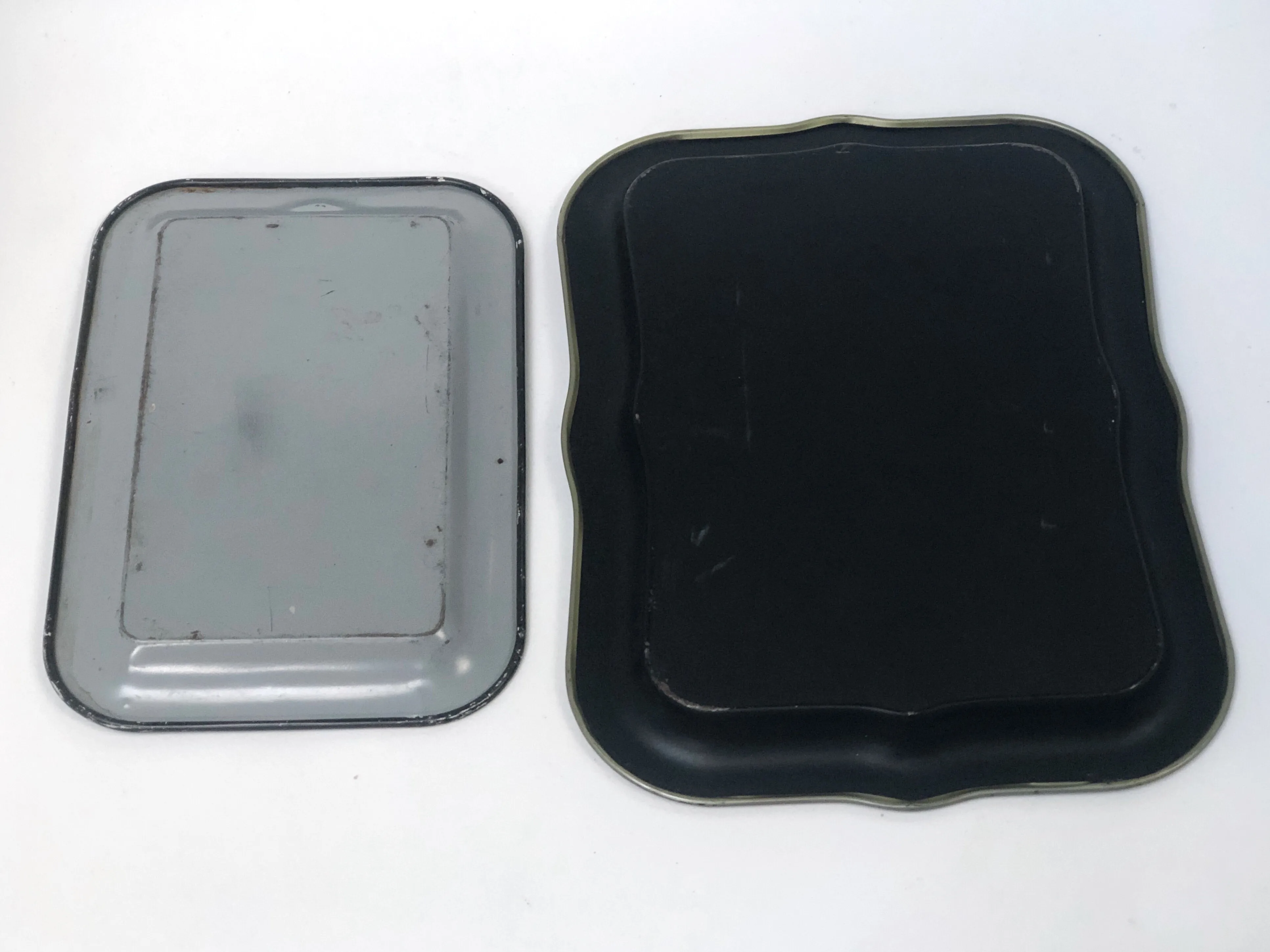Antique Black Floral Tray Set