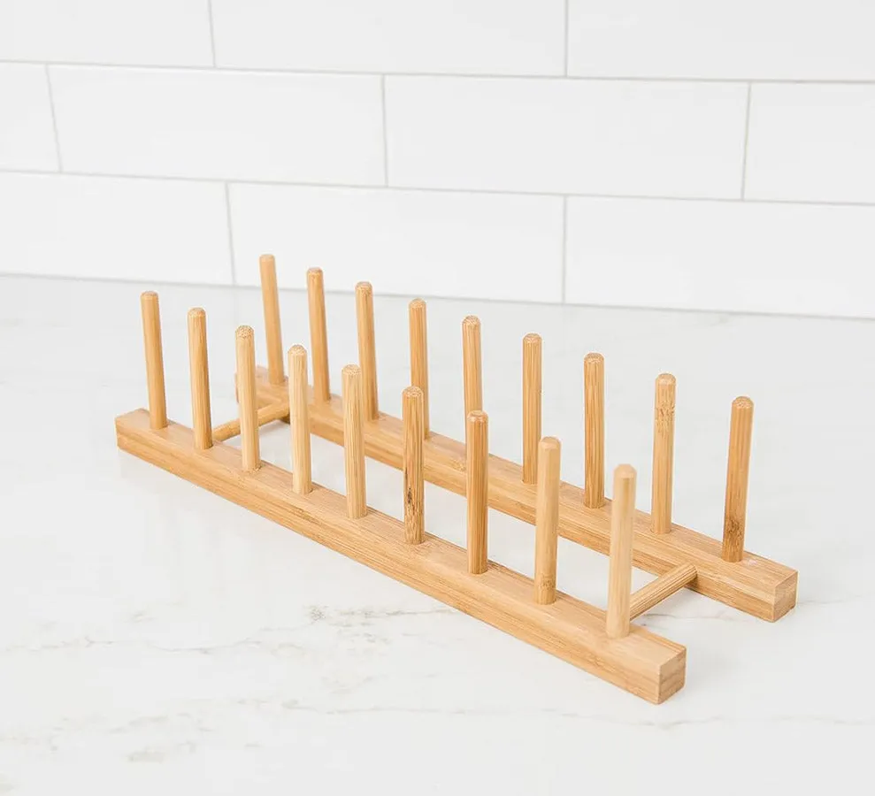 Bamboo Wood Plate Rack