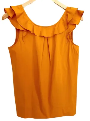 Bright Spring Gold Sleeveless Ruffle Top