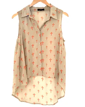 Bright Spring Gray Print Top
