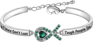 Cenwa Green Awareness Support Gift Mental Health Awareness Tough Times Don't Last Bracelet Green Ribbon Warrior Jewelry