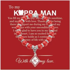 CENWA K Greek Jewelry Man Beads Bracelet K Red Gift for Men