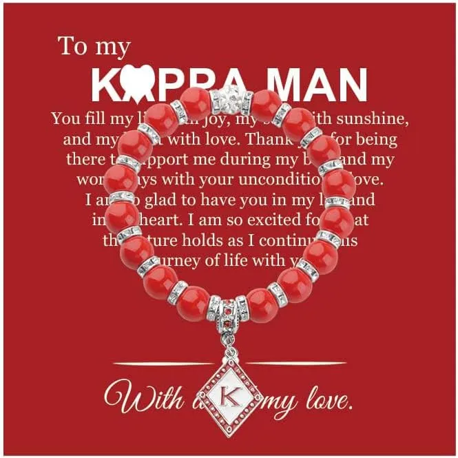 CENWA K Greek Jewelry Man Beads Bracelet K Red Gift for Men