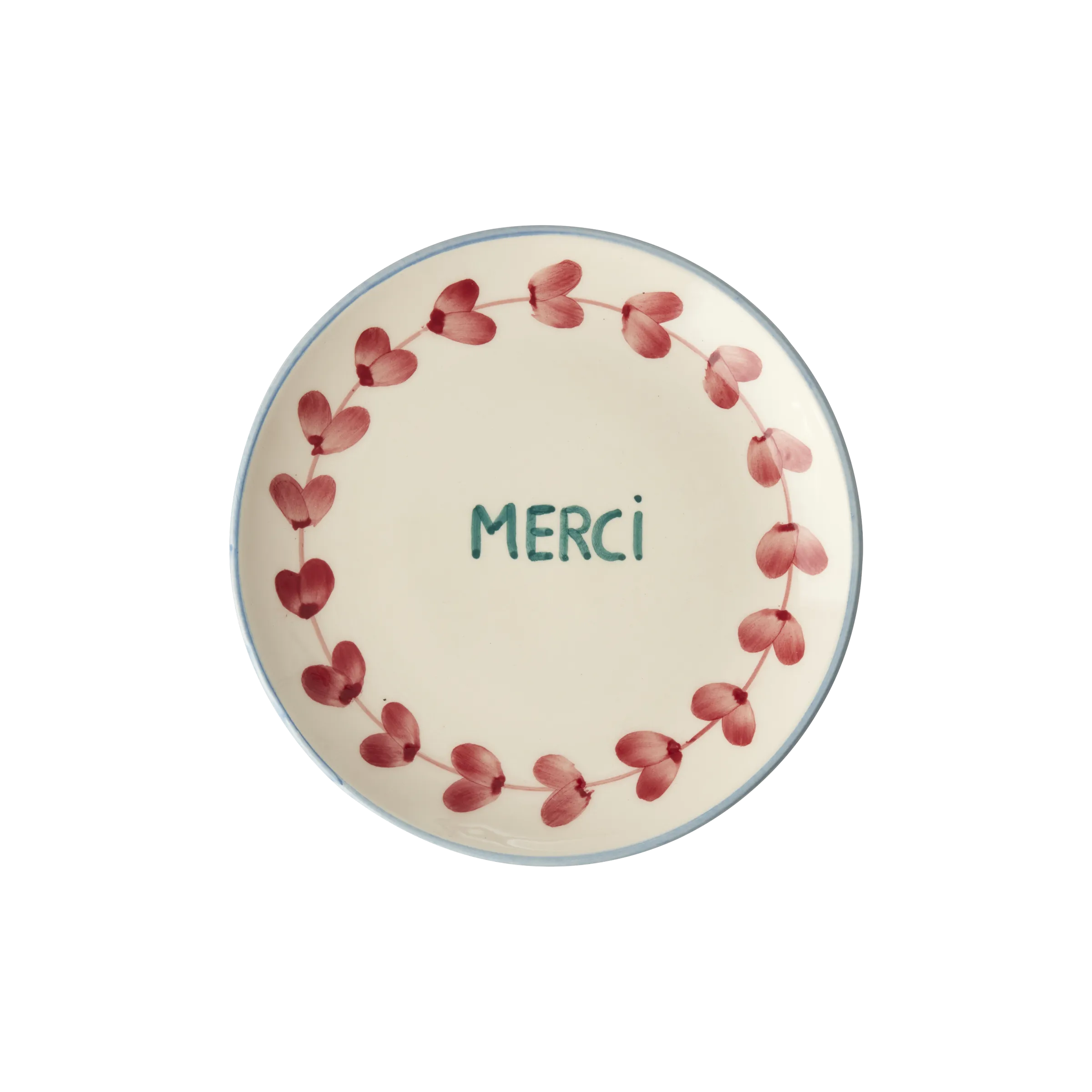 Ceramic Cake Plate with Hand Painted Merci