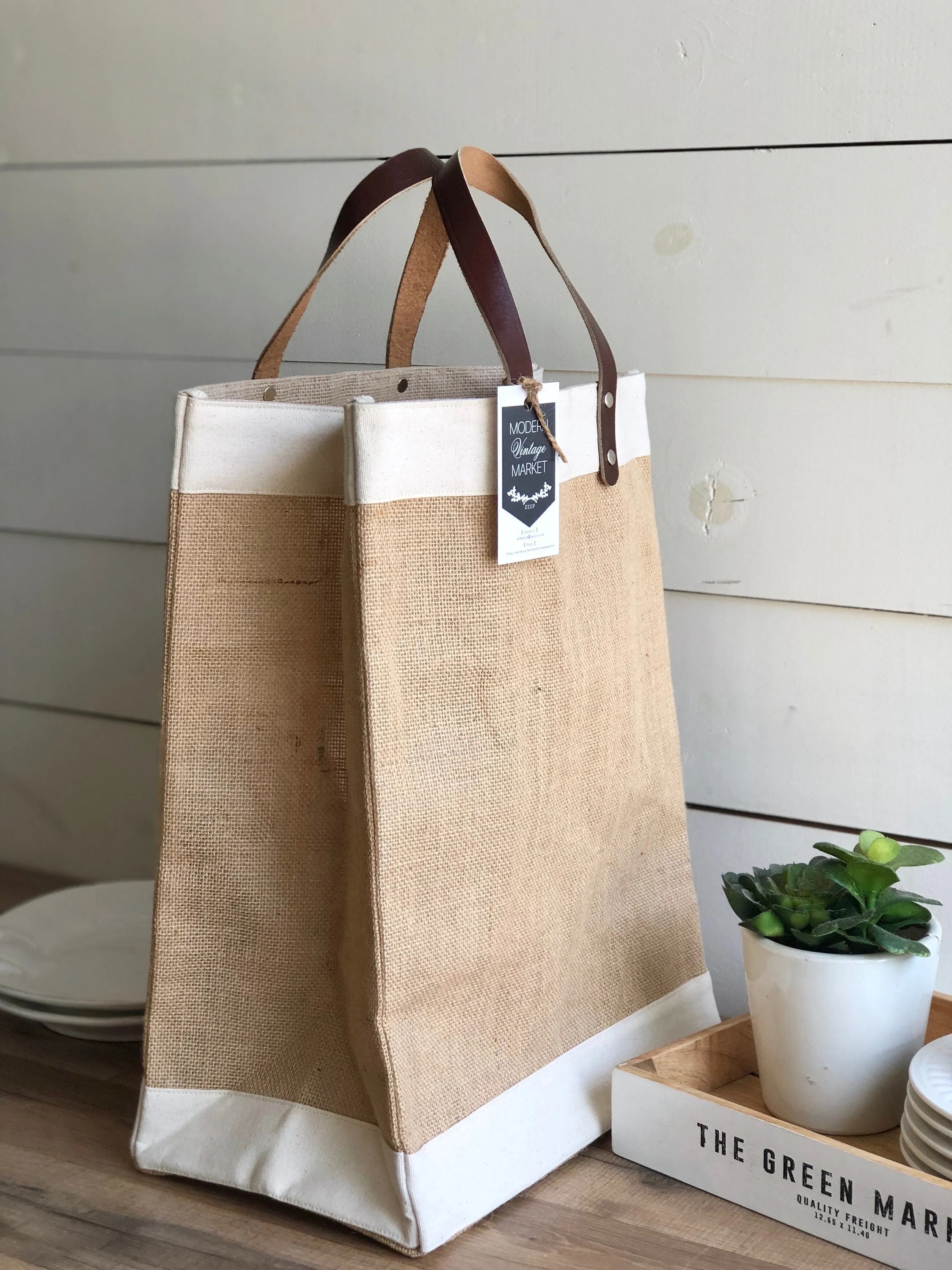 City Custom Jute Tote Bag