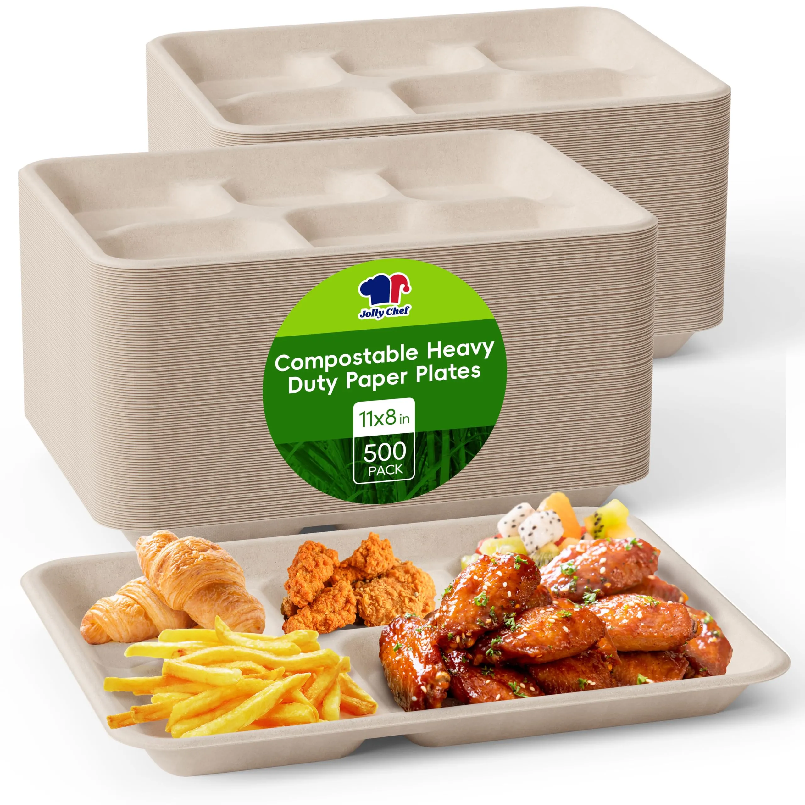 Compostable Square 5 Compartment Plates