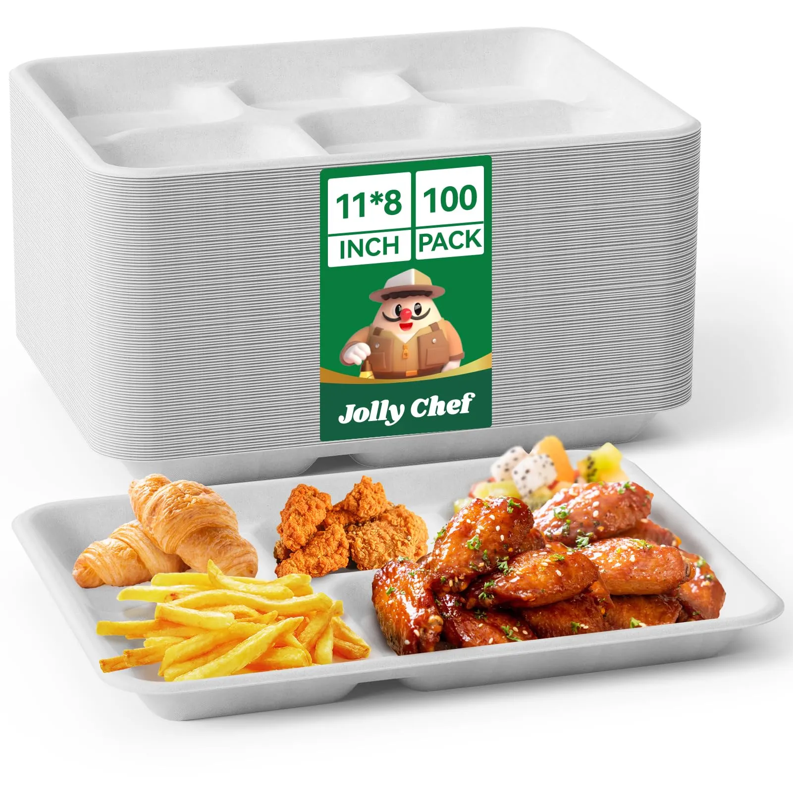 Compostable Square 5 Compartment Plates