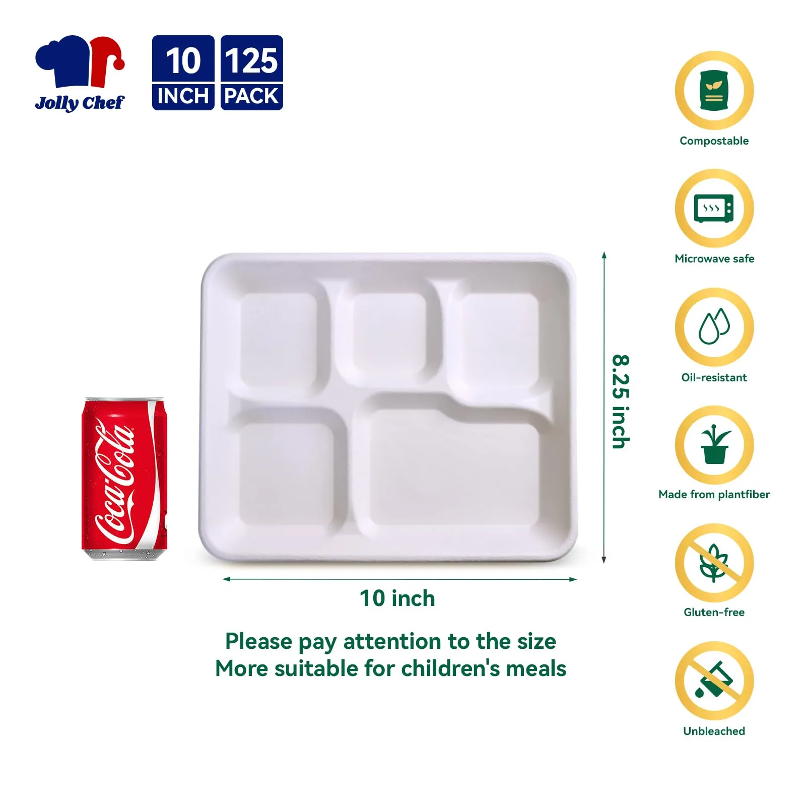 Compostable Square 5 Compartment Plates
