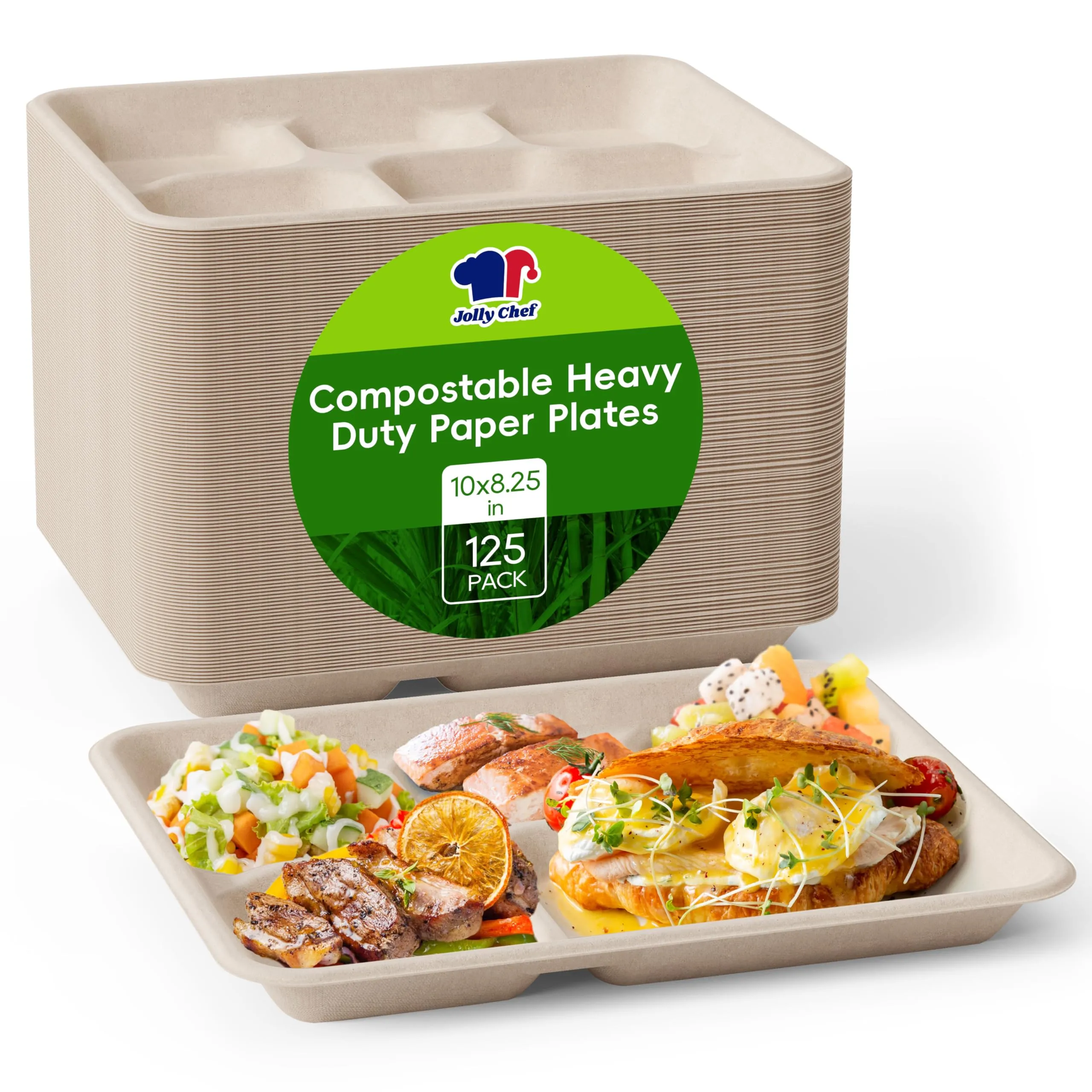 Compostable Square 5 Compartment Plates