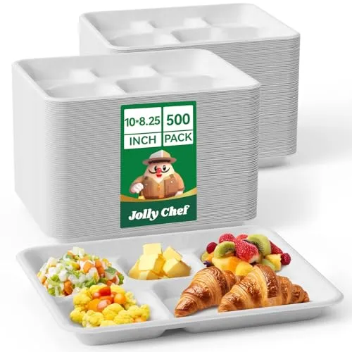 Compostable Square 5 Compartment Plates