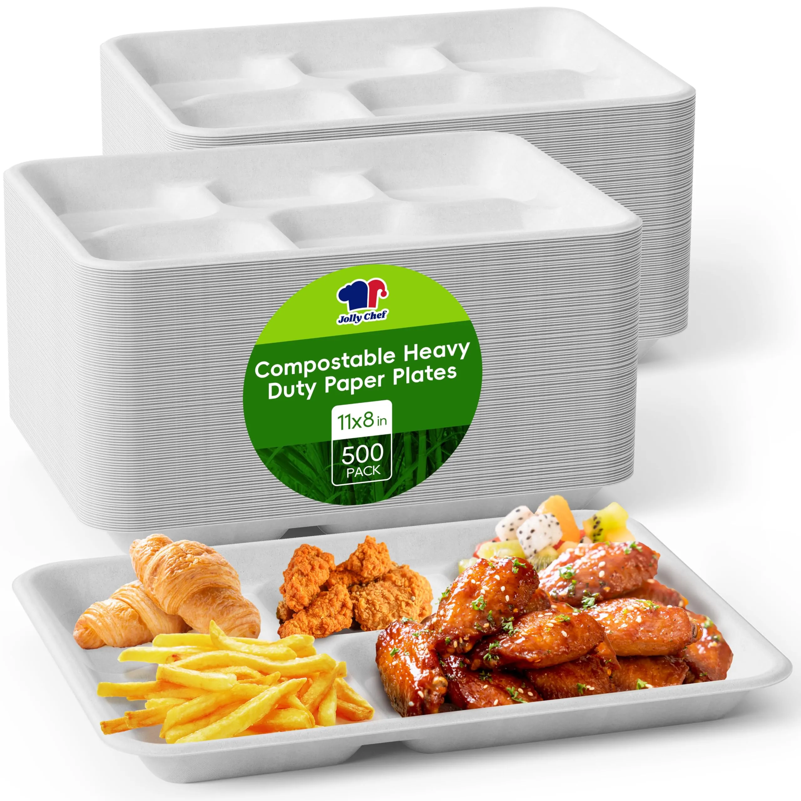 Compostable Square 5 Compartment Plates