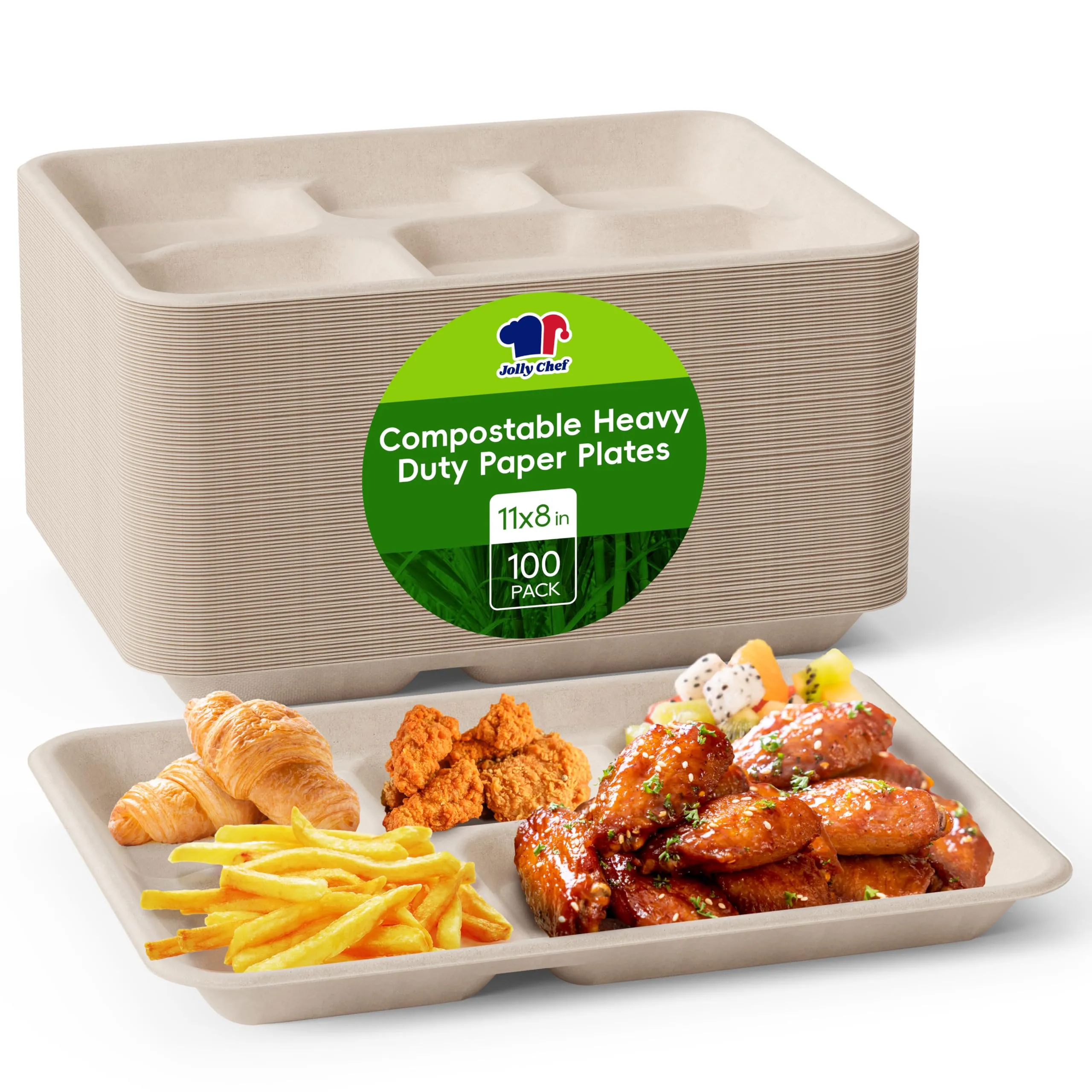 Compostable Square 5 Compartment Plates