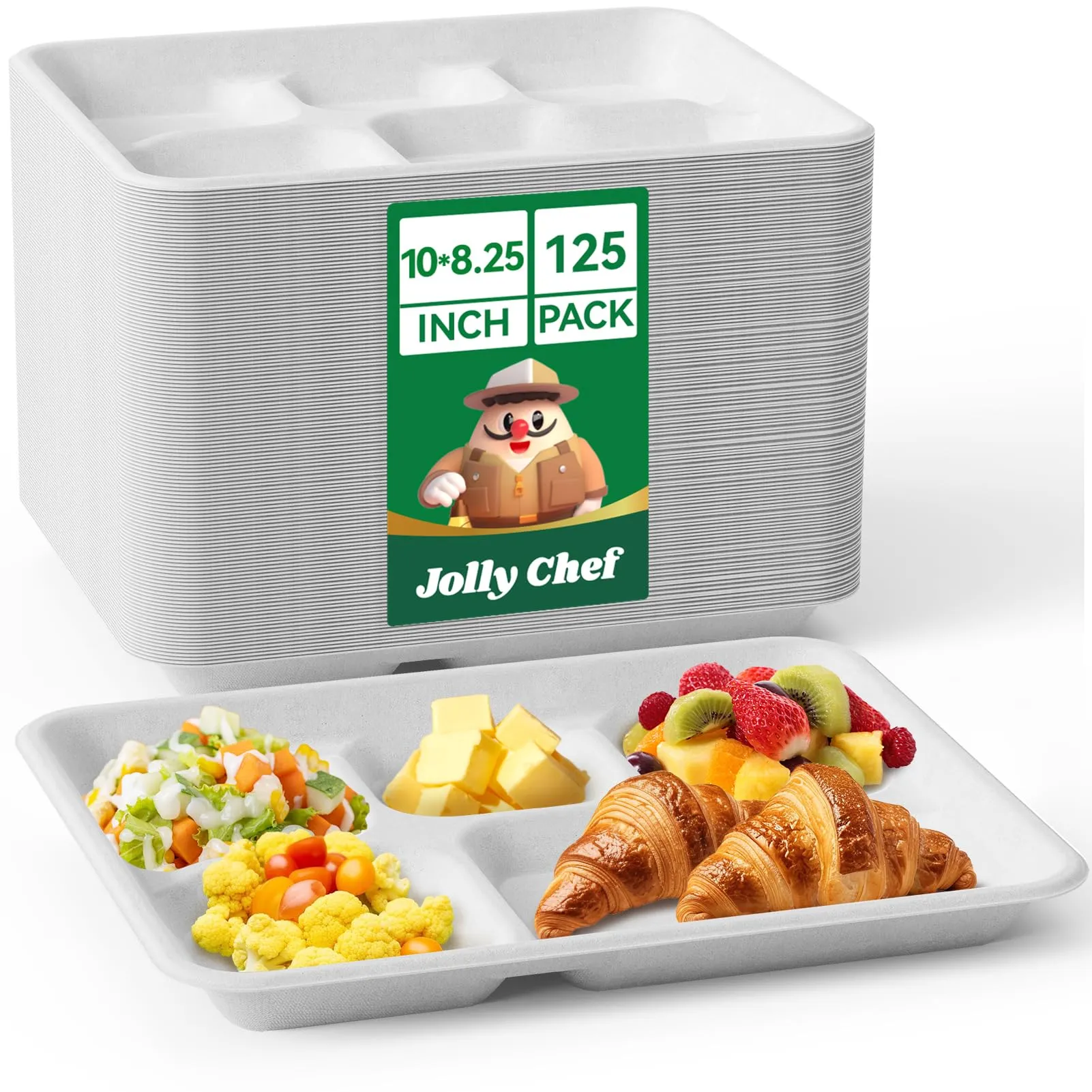Compostable Square 5 Compartment Plates