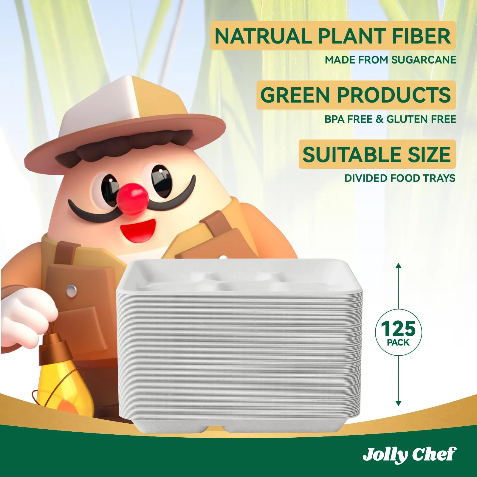 Compostable Square 5 Compartment Plates