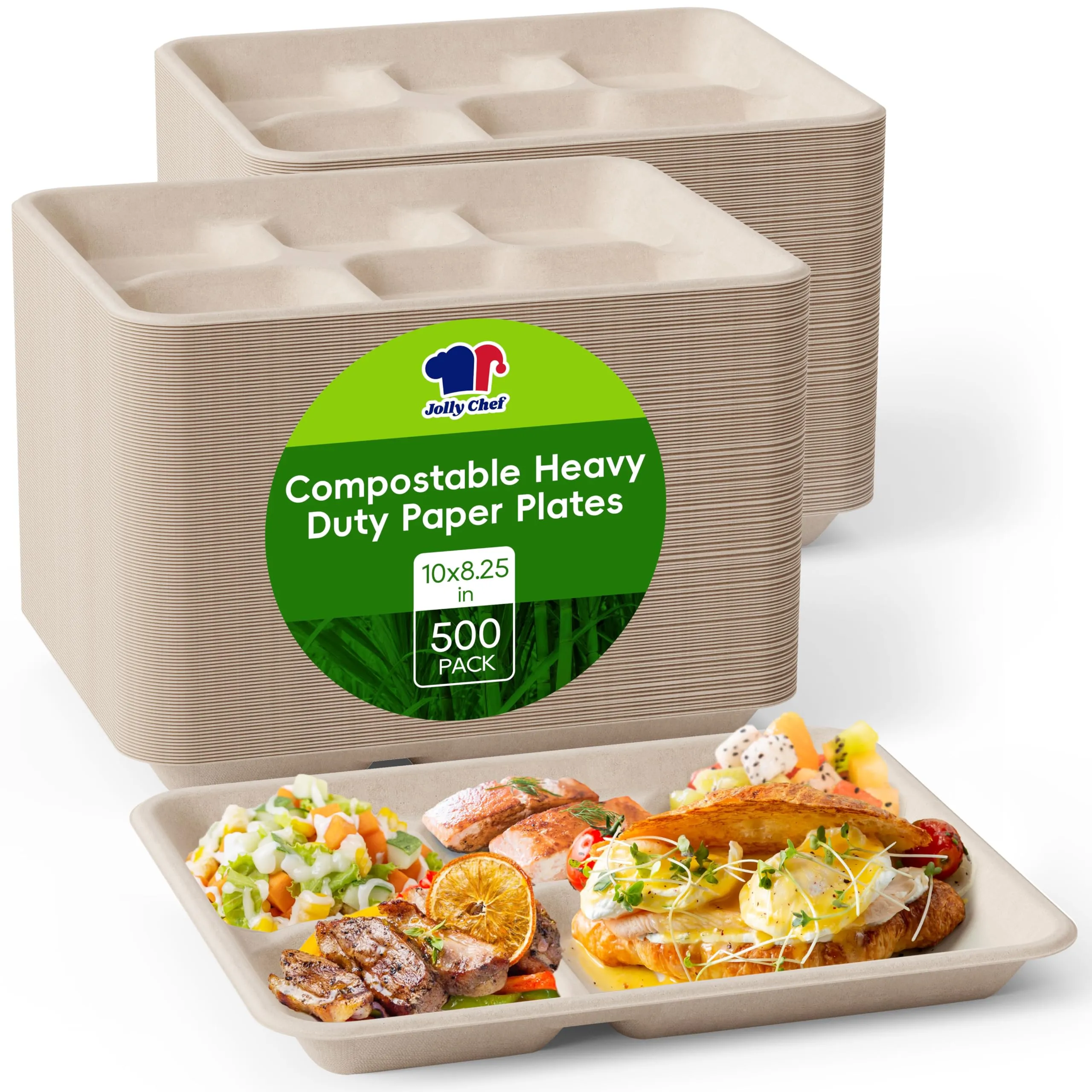 Compostable Square 5 Compartment Plates