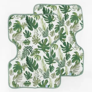 Cotton Muslin Burp Cloth 2 Pack (Tropical Leaf)