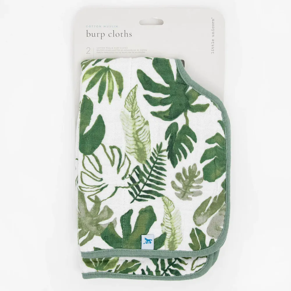 Cotton Muslin Burp Cloth 2 Pack (Tropical Leaf)