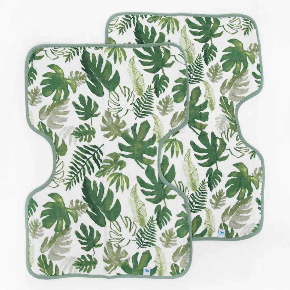 Cotton Muslin Burp Cloth 2 Pack (Tropical Leaf)