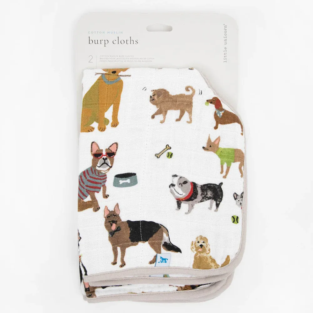 Cotton Muslin Burp Cloth 2 Pack (Woof)