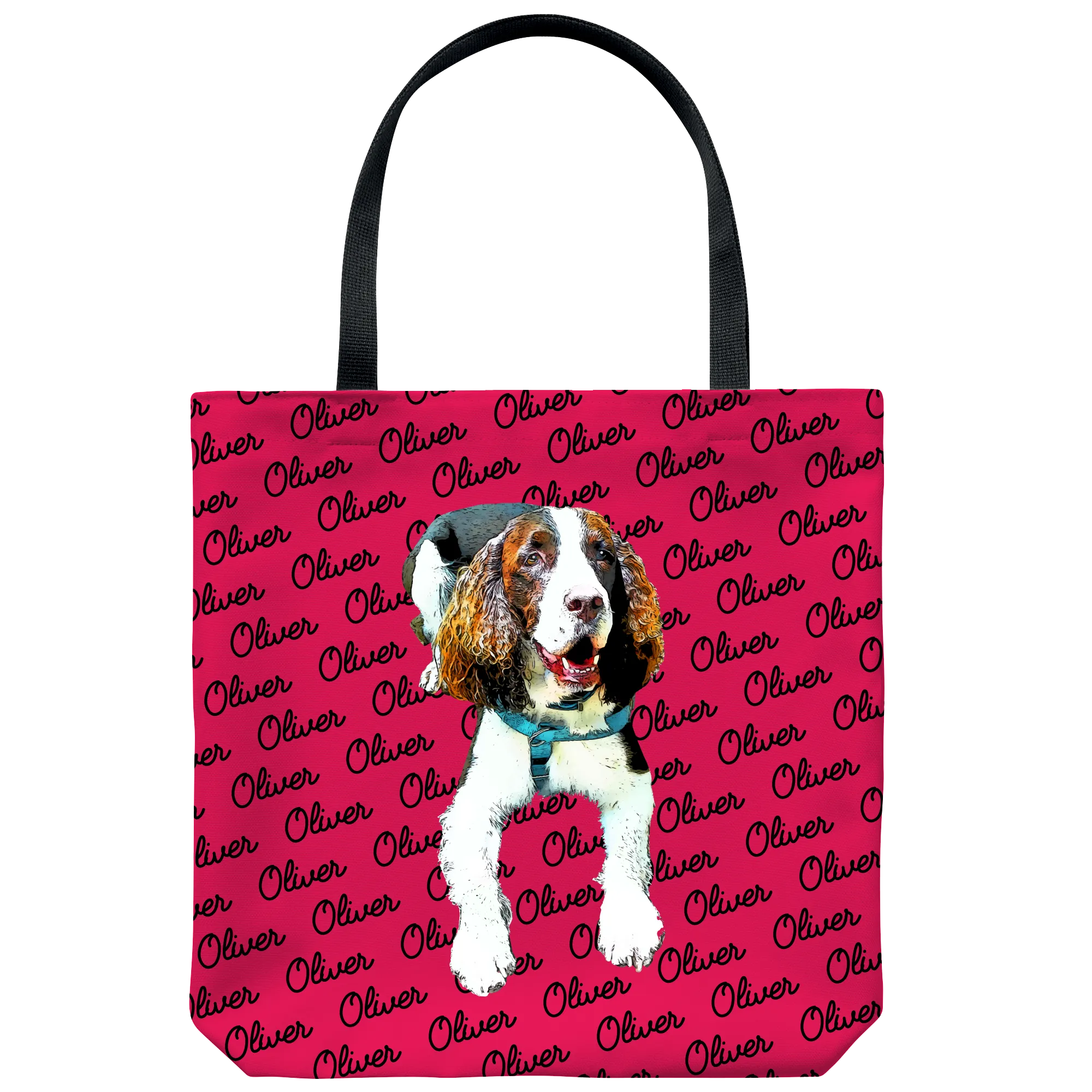 Custom Pet Portrait Tote Bag - Pet's Names Background