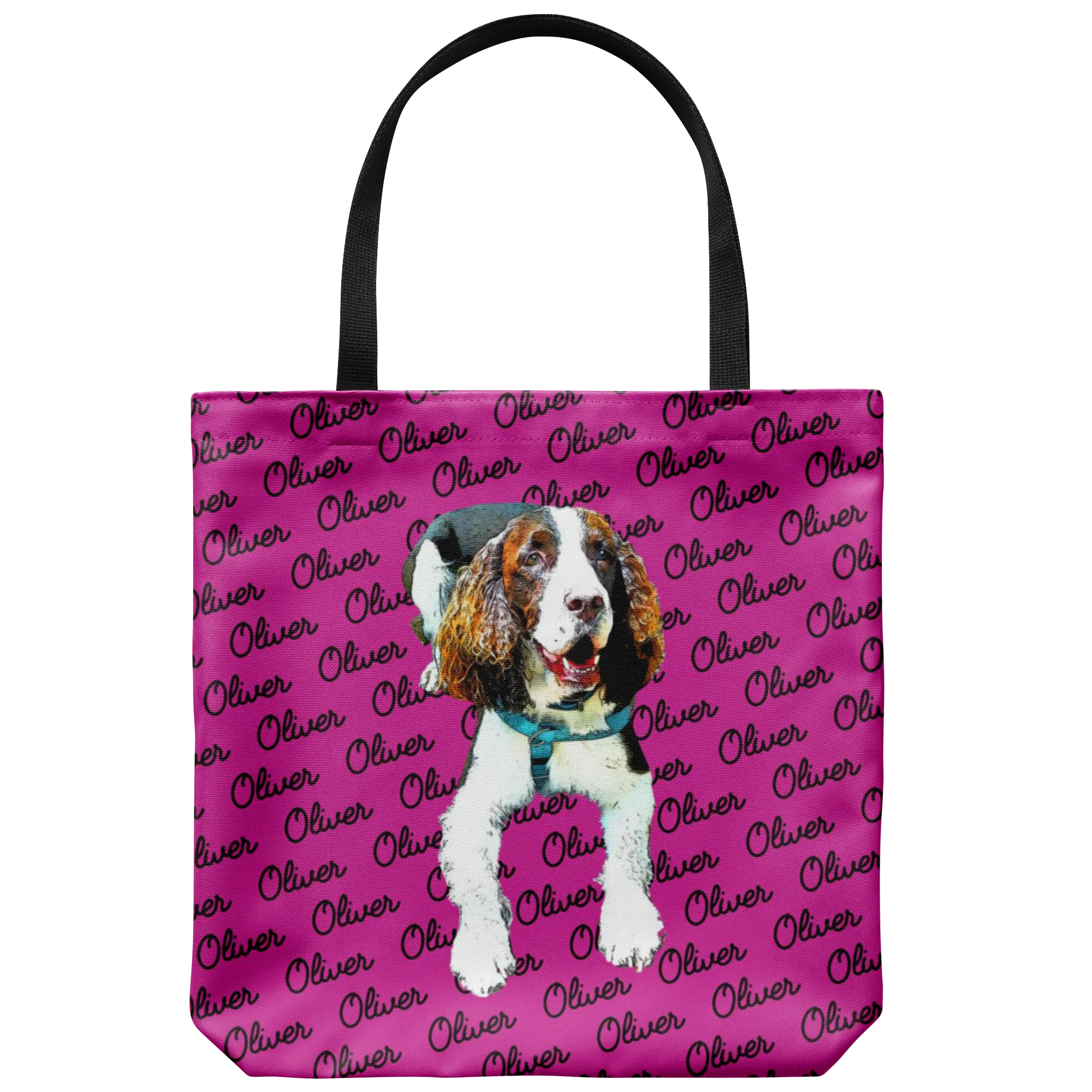 Custom Pet Portrait Tote Bag - Pet's Names Background