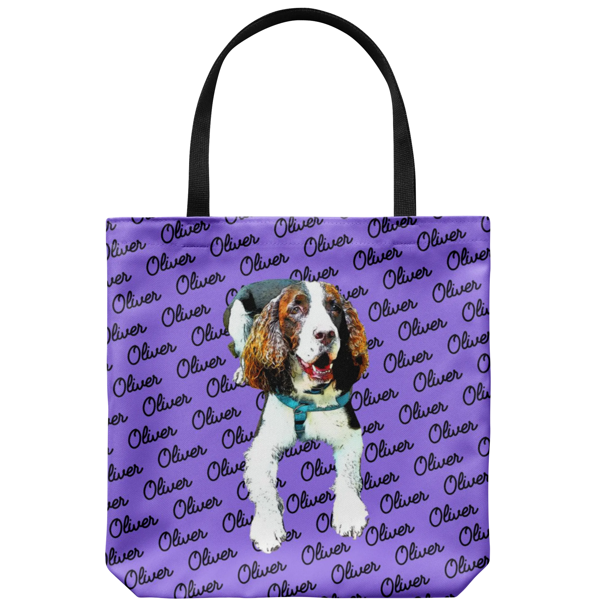 Custom Pet Portrait Tote Bag - Pet's Names Background