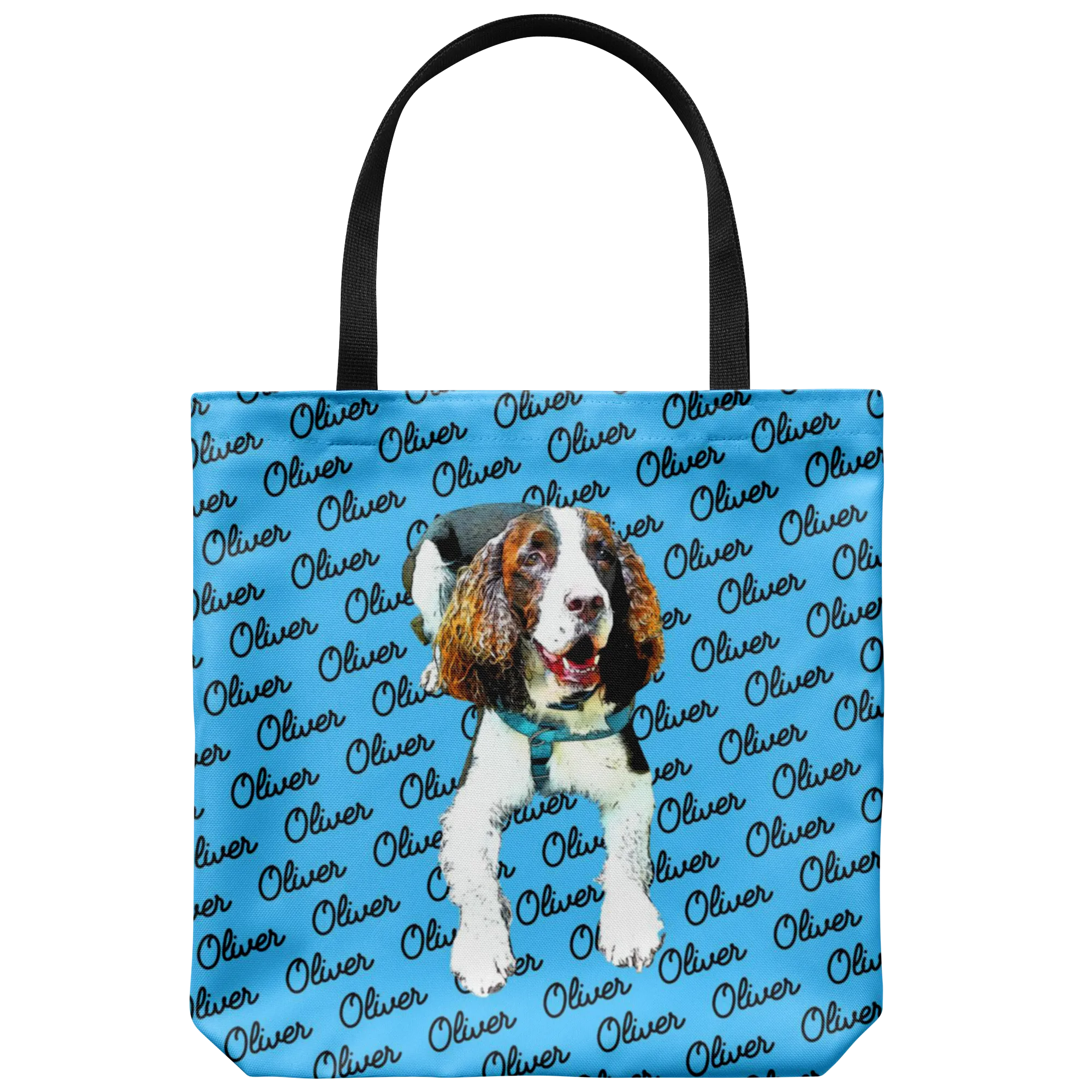 Custom Pet Portrait Tote Bag - Pet's Names Background