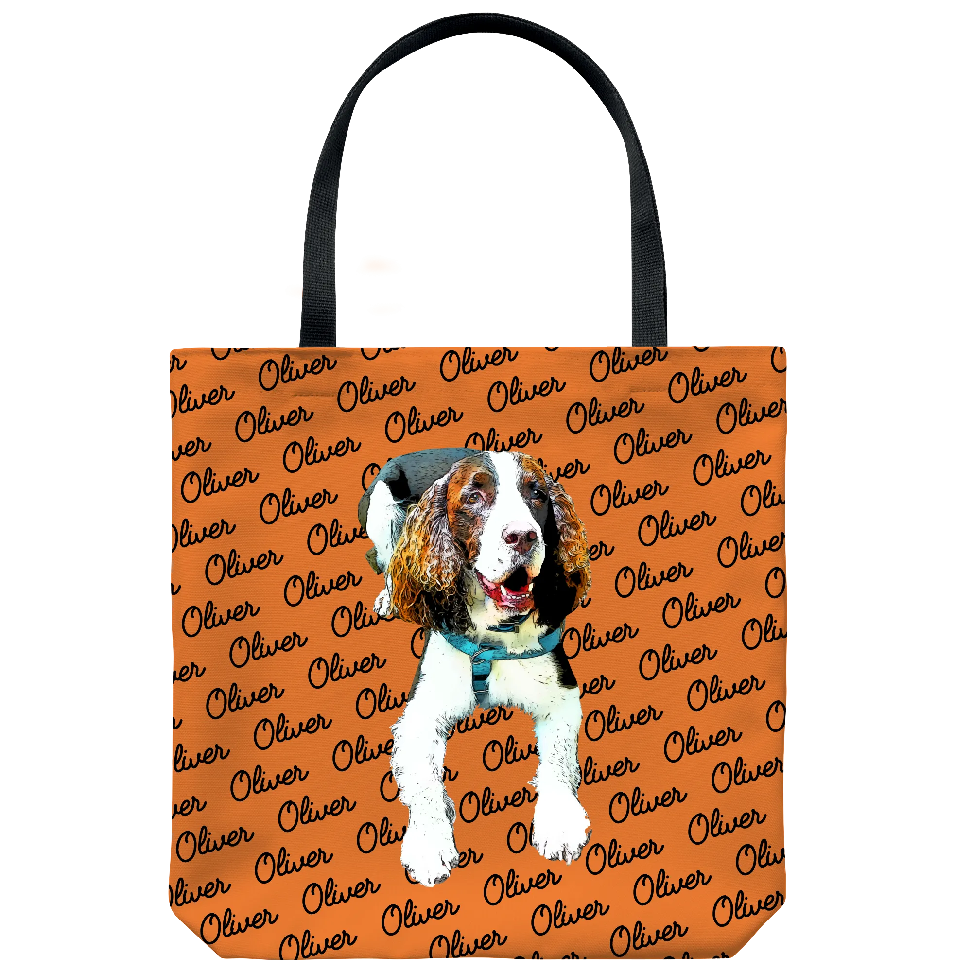 Custom Pet Portrait Tote Bag - Pet's Names Background