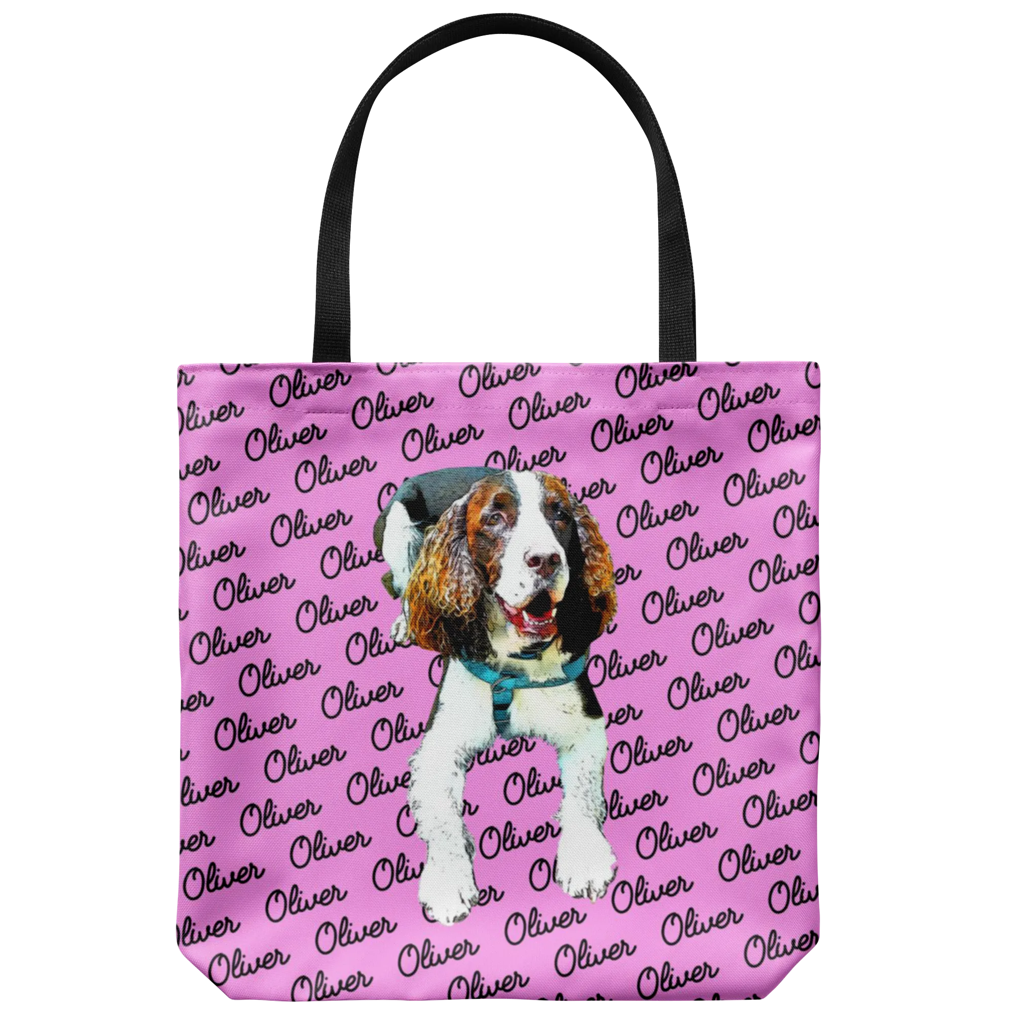 Custom Pet Portrait Tote Bag - Pet's Names Background