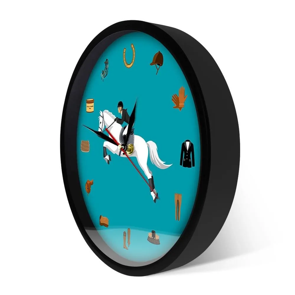 Equestrian Sport Equipment Set Modern Wall Clock Horse Riding Gear Tack