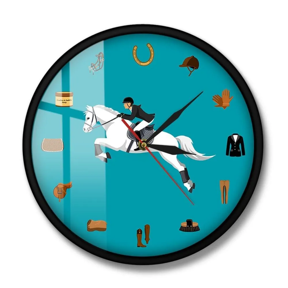 Equestrian Sport Equipment Set Modern Wall Clock Horse Riding Gear Tack