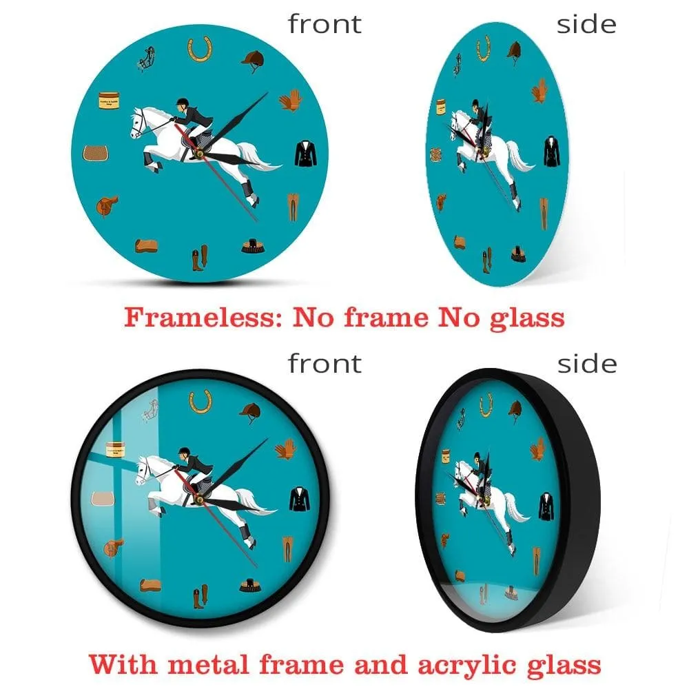Equestrian Sport Equipment Set Modern Wall Clock Horse Riding Gear Tack