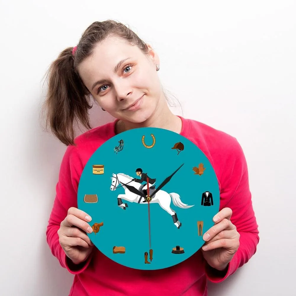 Equestrian Sport Equipment Set Modern Wall Clock Horse Riding Gear Tack