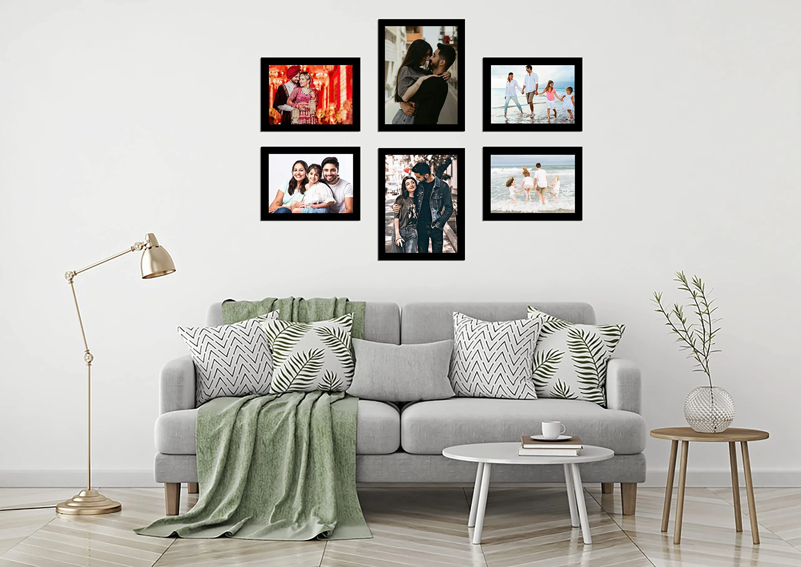 FA6 Photo Frames for Wall Decoration Individual Black Wood Photo Frame Collage Mamories (4 Pcs 4x6 Inch, 2 Pcs 5x7 Inch)