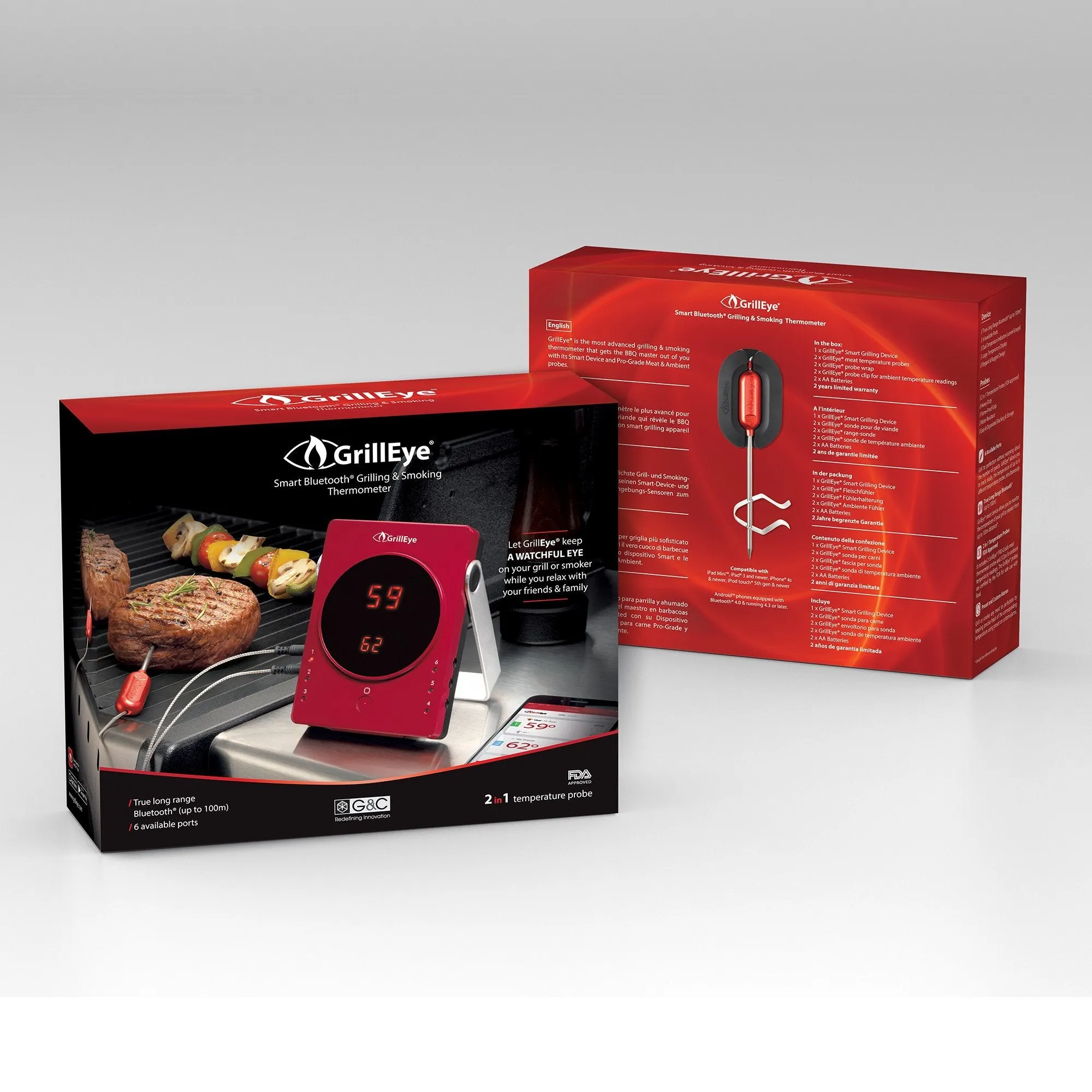 GrillEye Smart Bluetooth Grilling and Smoking Thermometer