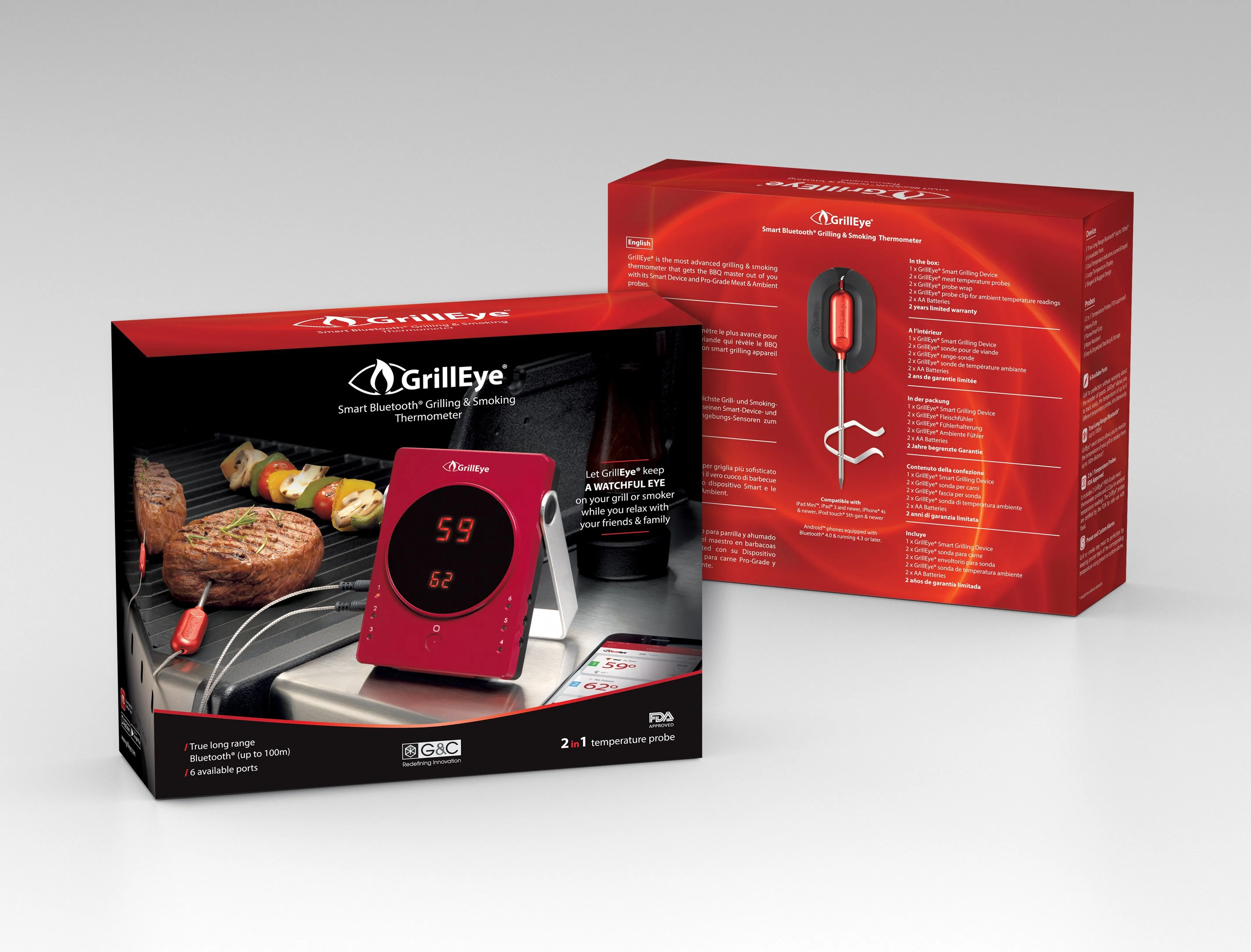 GrillEye Smart Bluetooth Grilling and Smoking Thermometer