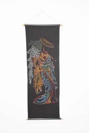 Hand painted Geisha scroll