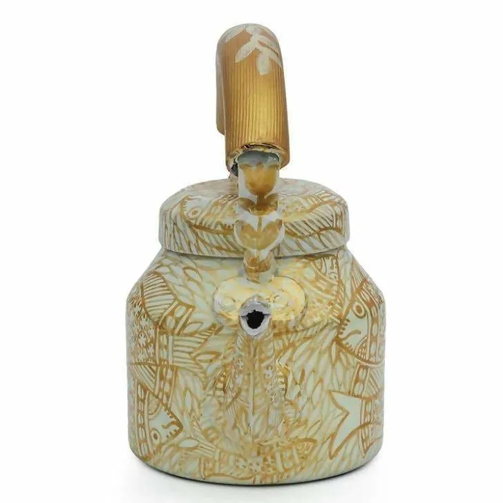 Hand-painted Kaushalam Teapot: Golden Pond