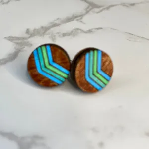 Hand Painted Wood Chevron Stud Earrings