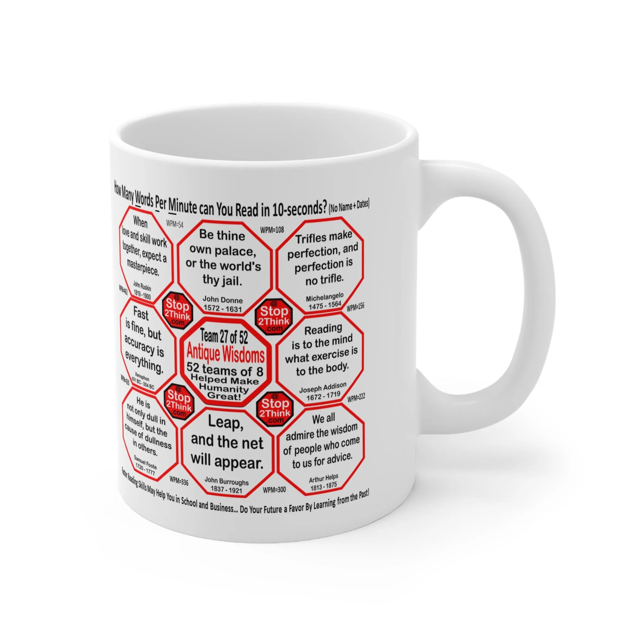 How Fast Can You Read Mug Wisdoms?   ...Teams 26 27 of 52   - Drink Wisely at Stop2Think.com