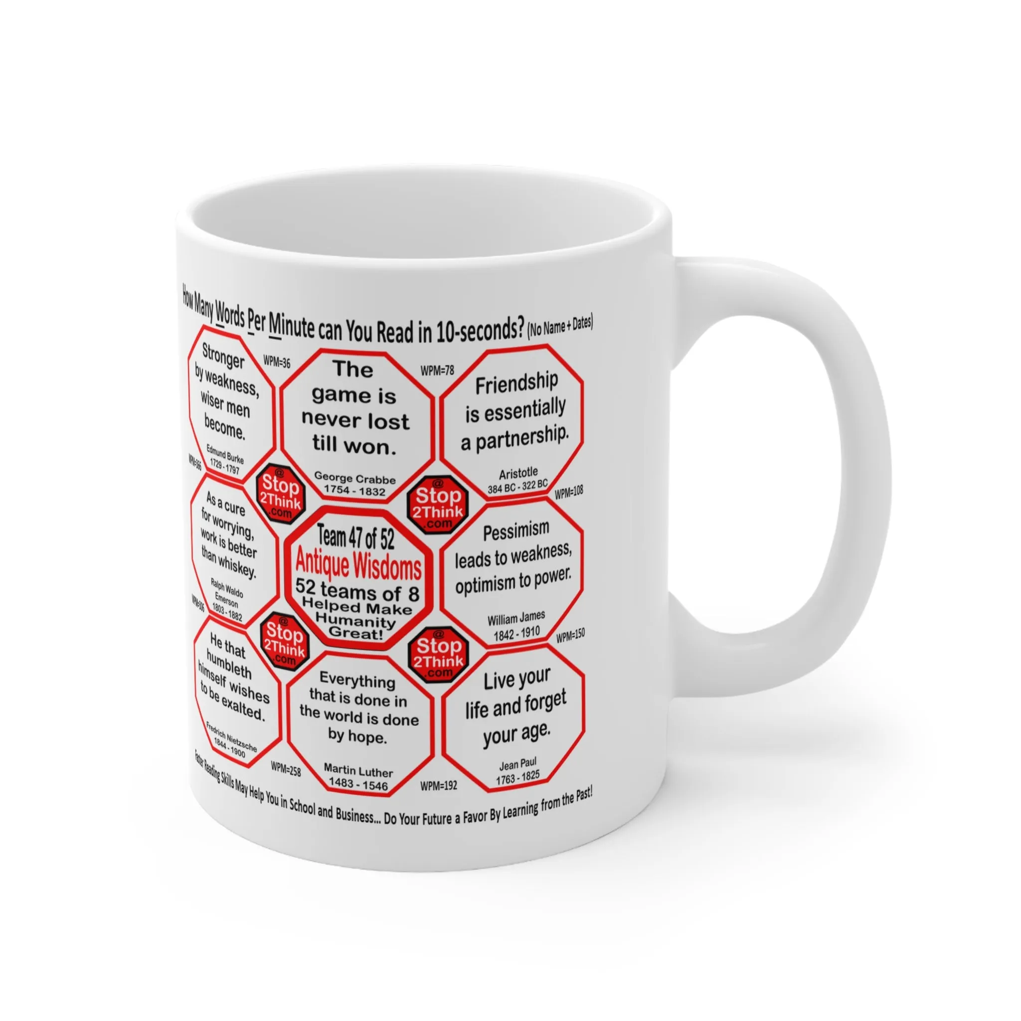 How Fast Can You Read Mug Wisdoms?   ...Teams 6 47 of 52   - Drink Wisely at Stop2Think.com