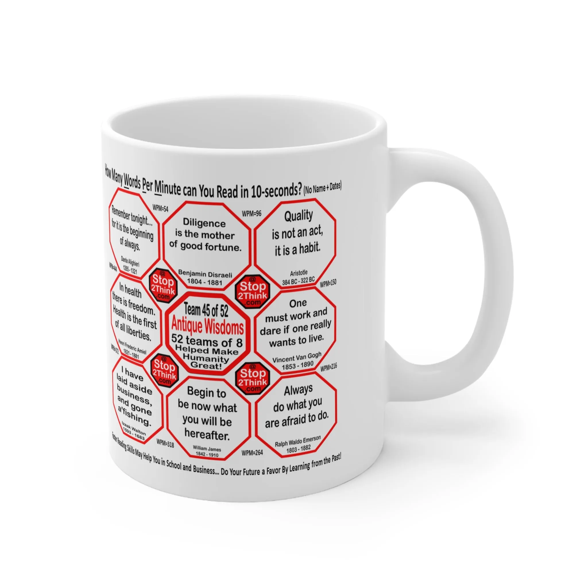 How Fast Can You Read Mug Wisdoms?   ...Teams 8 45 of 52   - Drink Wisely at Stop2Think.com