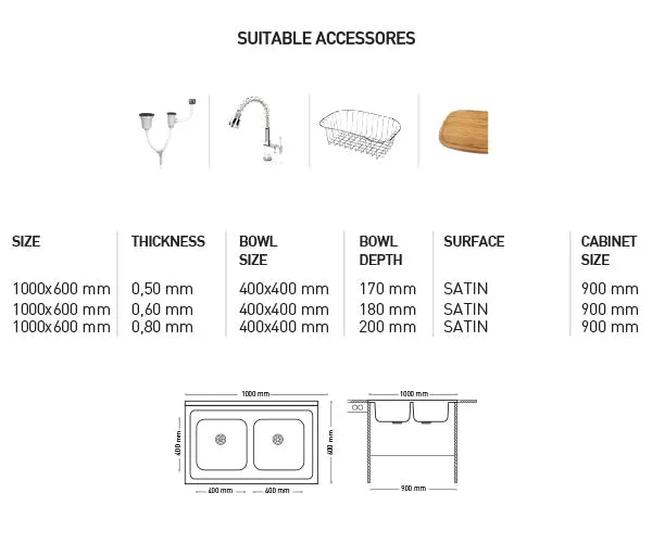 K002 MAY SERIES DOUBLE BOWLS KITCHEN SINK