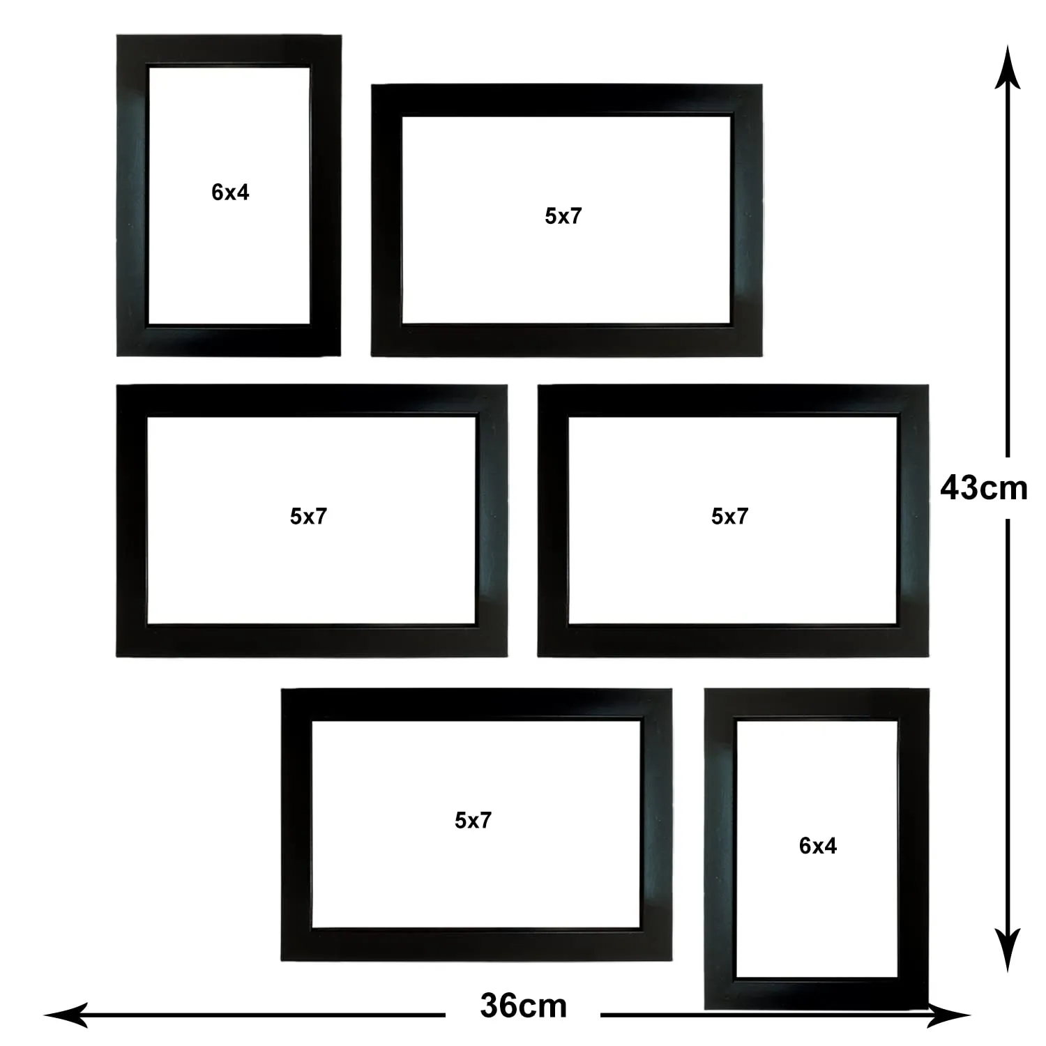 Kuber Industries Collage Photo Frame For Living Room, Wall Set of 6 (Black) Size: 6x4-2 Pc., 5x7-4 Pc.
